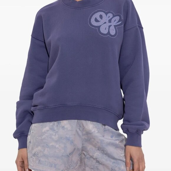 Off-White Logo print cotton Purple Crewneck Sweatshirt Size XXS Women's - Picture 2 of 5